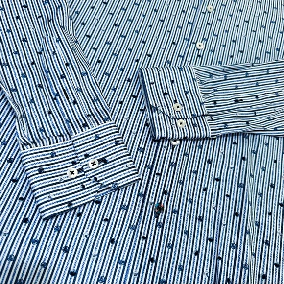 NWT VISCONTI BLACK Men's Patterned Striped Shirt Size Medium​ - Picture 3 of 13